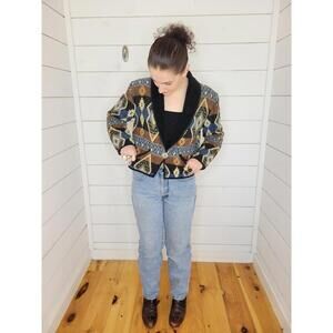 Vintage 90s New Identity 100% cotton tapestry cropped jacket